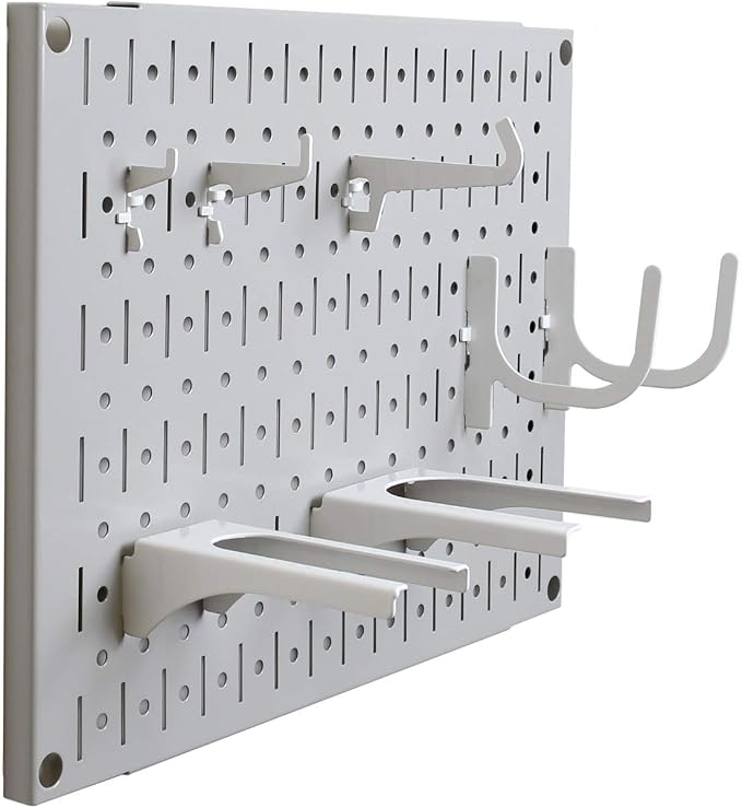 Wall Control Pegboard Wall Organizer Tiles Modular Grey Metal Pegboard Tiling - Image 8