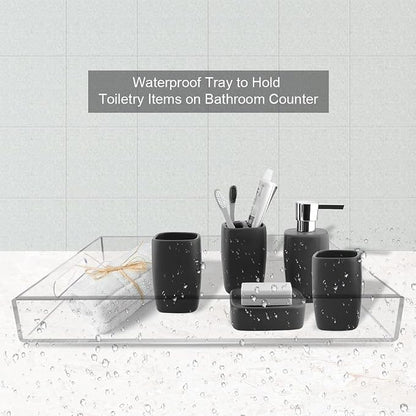 NIUBEE Acrylic Serving Tray 14x18 Inches -Spill Proof- Clear Decorative Tray - Image 3