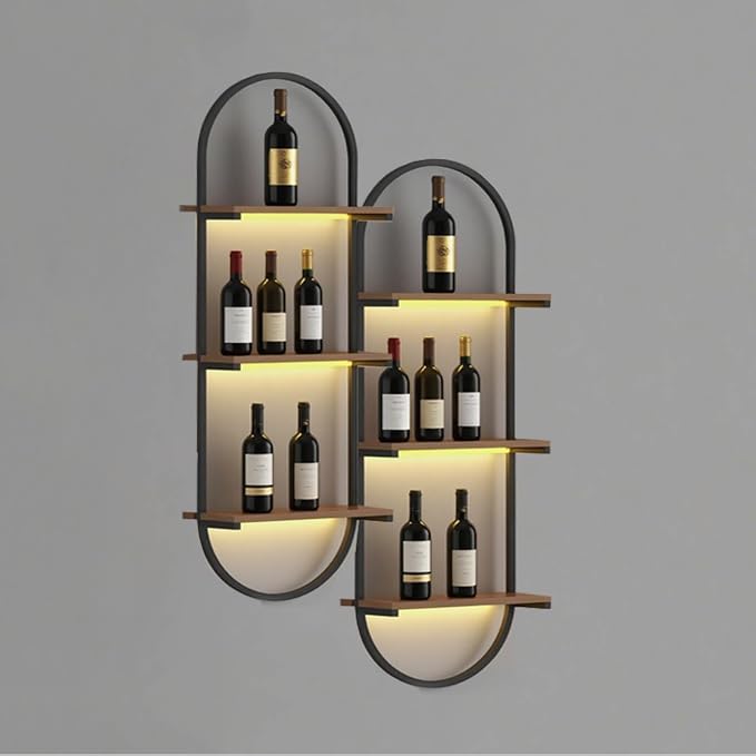 Wall Mount Wine Rack, 3-Tier Metal Oval Design Wine Rack Wall Mounted, Wine by AMHRICHO