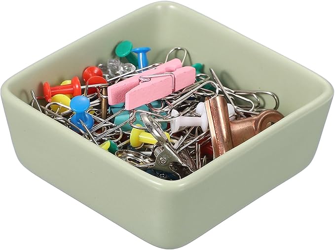 PATIKIL Square Paper Clip Holders, Ceramic Bowl Dish Clip Dispenser Organizer by PATIKIL