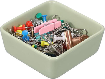 PATIKIL Square Paper Clip Holders, Ceramic Bowl Dish Clip Dispenser Organizer by PATIKIL
