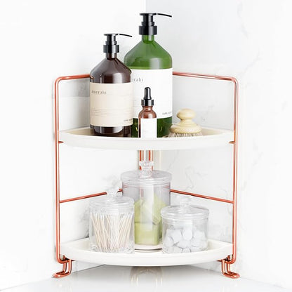 FSyueyun 2-Tier Corner Bathroom Counter Organizer, Tool-Less Installation by FSyueyun