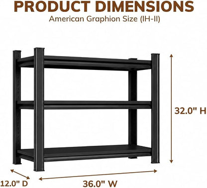 3 Tier Metal Bookshelf, Adjustable Tall Bookcase, Heavy Duty 1800 LBS Modern - Image 2