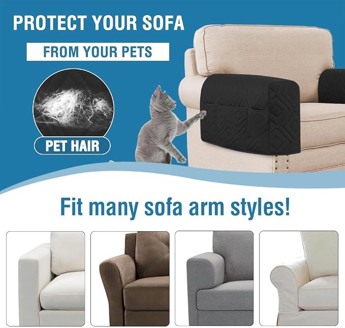 H.VERSAILTEX Armrest Covers for Sofa Water Resistant Couch Arm Covers Remote - Image 5