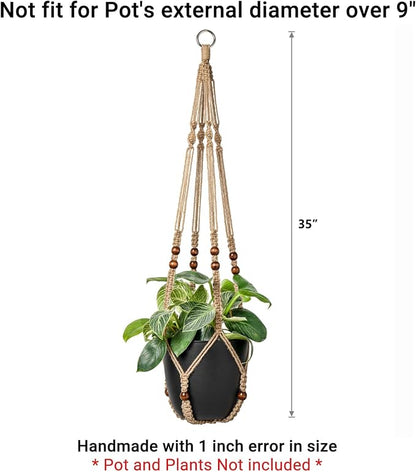 Mkono Macrame Plant Hanger Indoor 35 Inch Hanging Planter Basket Brown 1Pc | - Image 6