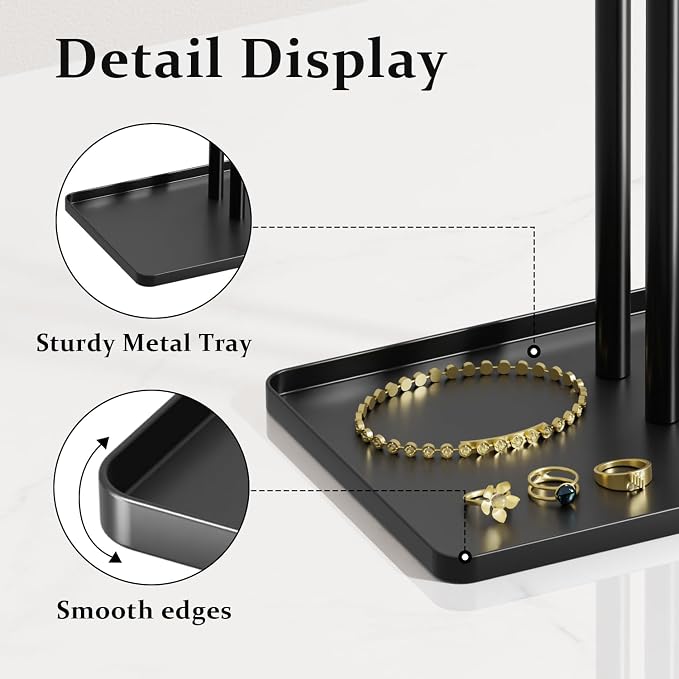 pickpiff Jewelry Stand Organizer, 14.5" Tall Sturdy Metal, 3-Tier Jewelry Holder - Image 5