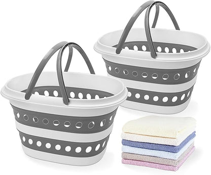 2 Pack Compact Collapsible Laundry Basket, Small Size Pop-Up Hamper Perfect by Goderewild