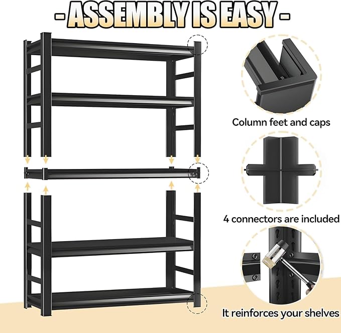 Garage Storage Shelves, 5 Tier Shelving Unit, 40 inch Wide, 18” Deep, 78” Tall - Image 8