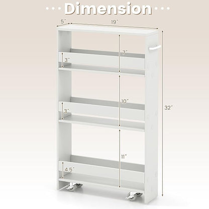 MAT EXPERT Slim Rolling Storage Cart, 4-Tier Freestanding Slim Storage Cart - Image 8
