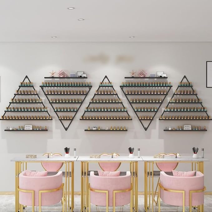 Elegant Wall Mounted Nail Polish Storage Rack Set of 10 Triangular Cosmetic - Image 4