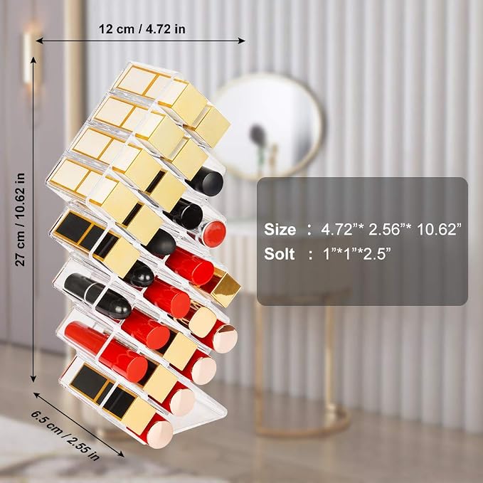 JessLab Lipstick Organizers, Acrylic Holder Lip Gloss Tower Clear Cosmetic Fish - Image 2
