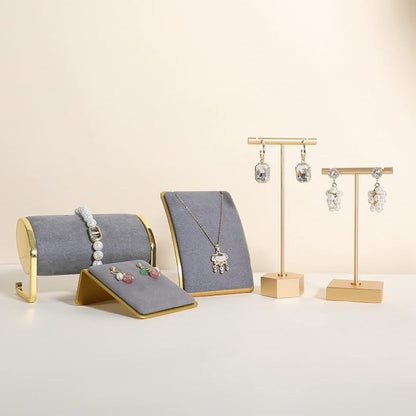 GemeShou Grey Necklace display stand, Velvet Jewelry necklace display holder - Image 5