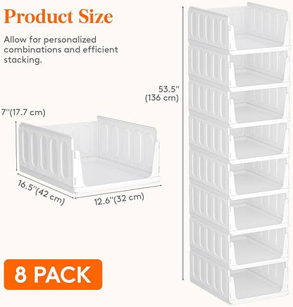 Lifewit 8 Pack Stackable Closet Organizers and Storage Basket - Image 2