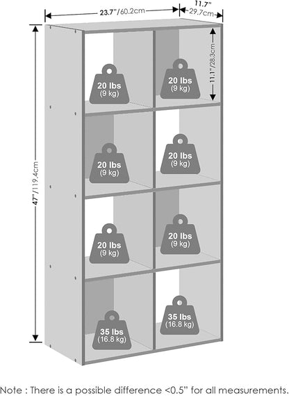 Furinno PELLI Book Shelf, 8-Cube Bookshelf, Horizontal Cube Storage Organizer - Image 3