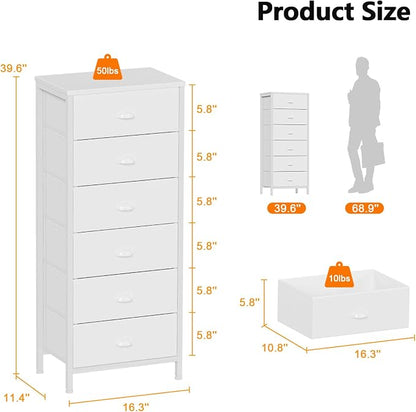 Furnulem White Tall Dresser for Bedroom, Vertical Storage Tower Unit and End - Image 3