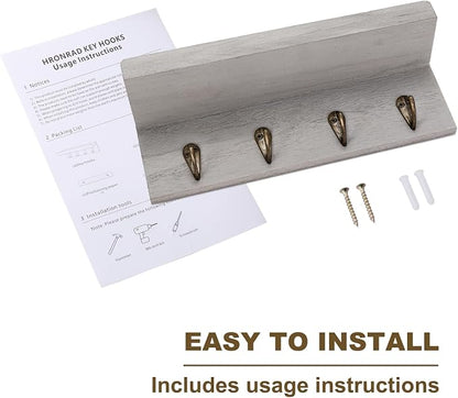 HRONRAD Rustic Key Holder for Wall, Farmhouse Wall Shelf - Image 7