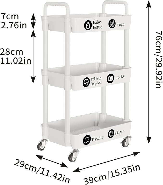 Laiensia 3-Tier Rolling Cart - Image 6