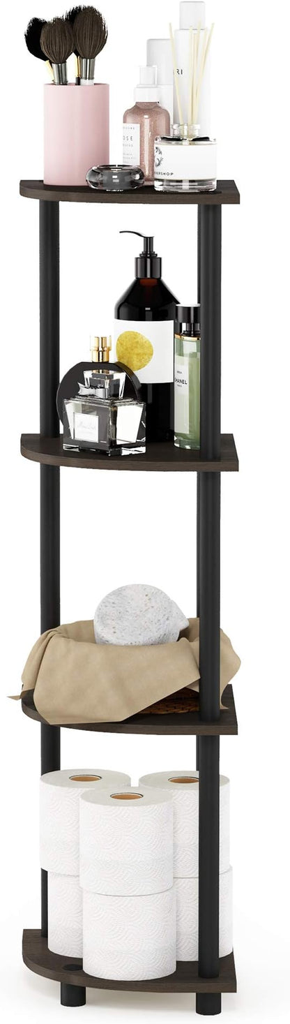 Furinno TURN-N-TUBE Corner Shelf, 4-Tier Corner Bookshelf, Display Storage - Image 5