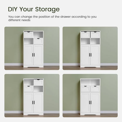 Iwell Bathroom Cabinet with Doors and Drawers, Freestanding Bathroom Storage - Image 6