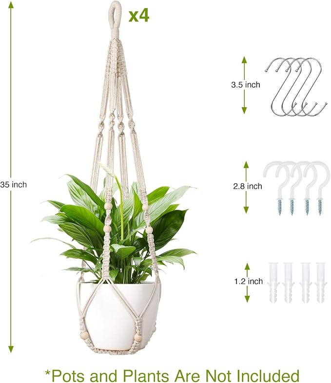 LEWESU Macrame Plant Hanger Indoor Set of 4 - Image 6
