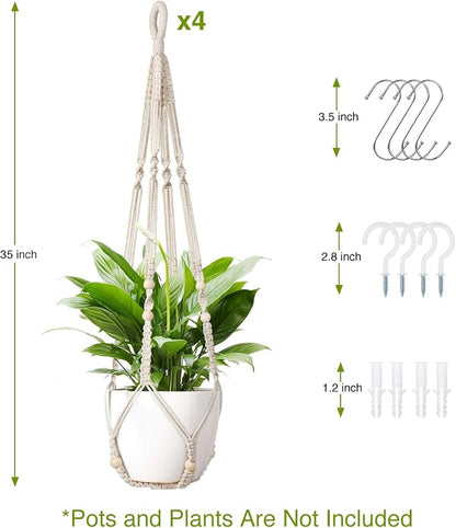 LEWESU Macrame Plant Hanger Indoor Set of 4 - Image 6