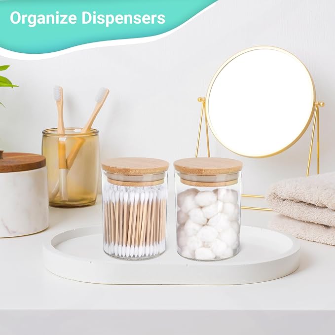 2 Pack Glass Qtip Holder Dispenser Set - Image 3