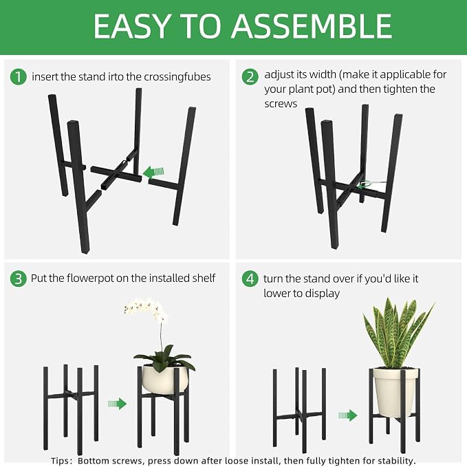 Adjustable Metal Plant Stand Indoor, Fits 9-15 Inch Pots, Mid Century Modern - Image 9