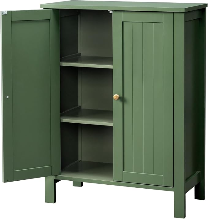 Bonnlo Free Standing Bathroom Cabinet, Sage Green Accent Storage Cabinet - Image 11