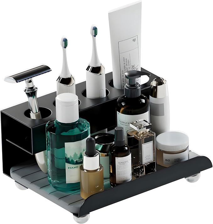 Quick Dry Electric Toothbrush Holder 4 Slots Metal Bathroom Counter Organizer by YOOLENS