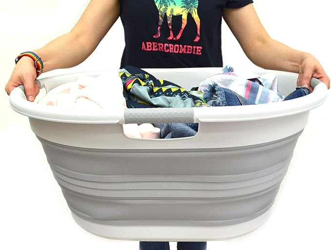 SAMMART 57L Collapsible 3-Handled Plastic Laundry Basket - Image 8