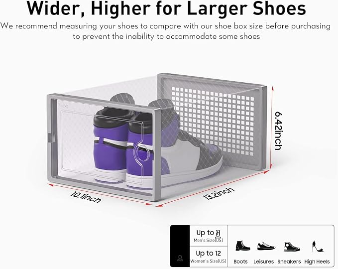 Kuject X-Large Shoe Storage Boxes 12 Pack, Entryway & Under-Bed Storage - Image 2