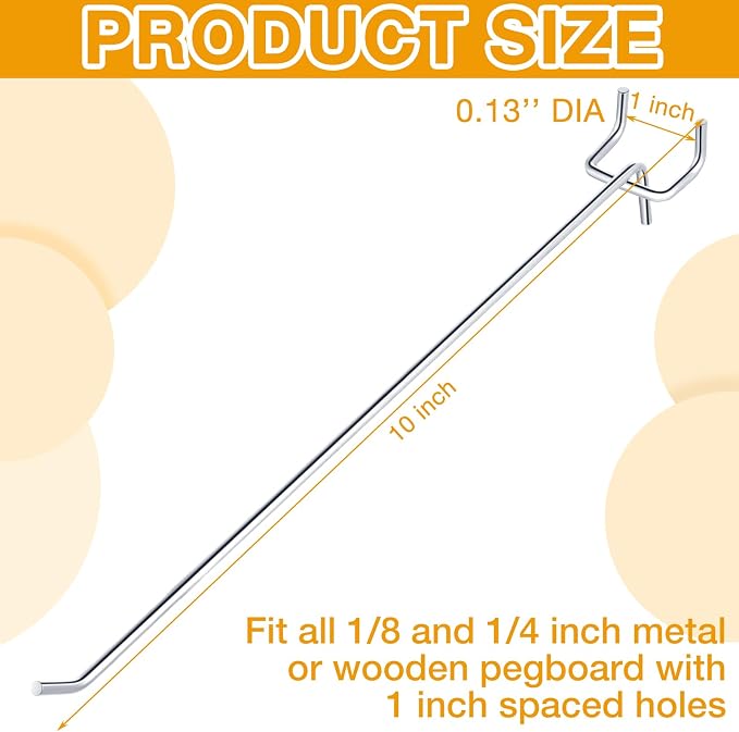 Funrous 100 Pack Peg Board Hooks Stainless Steel Pegboard Hooks Shelving - Image 2