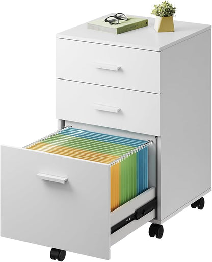DEVAISE 3 Drawer Wood Mobile File Cabinet, Rolling Filing Cabinet by DEVAISE