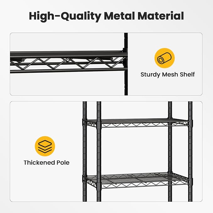 DUMOS 4-Tier Metal Wire Storage Shelves, Adjustable Standing Storage Rack Shelf - Image 4