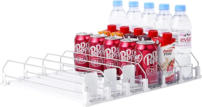 Drink Organizer for Fridge-White Automatic Pusher Glide, 12oz 16oz 20oz-Soda by SZNLZQ