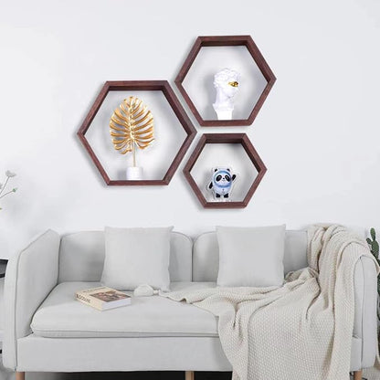 Hexagon Shelves, Floating Wall Shelf, Honeycomb Octagon Cube Shelves Wood | - Image 6