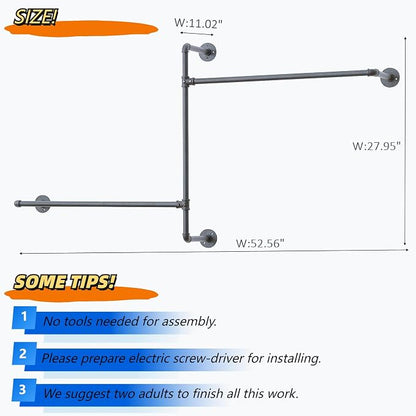 Industrial Pipe Clothing Rack Wall Garment Rack - Image 8