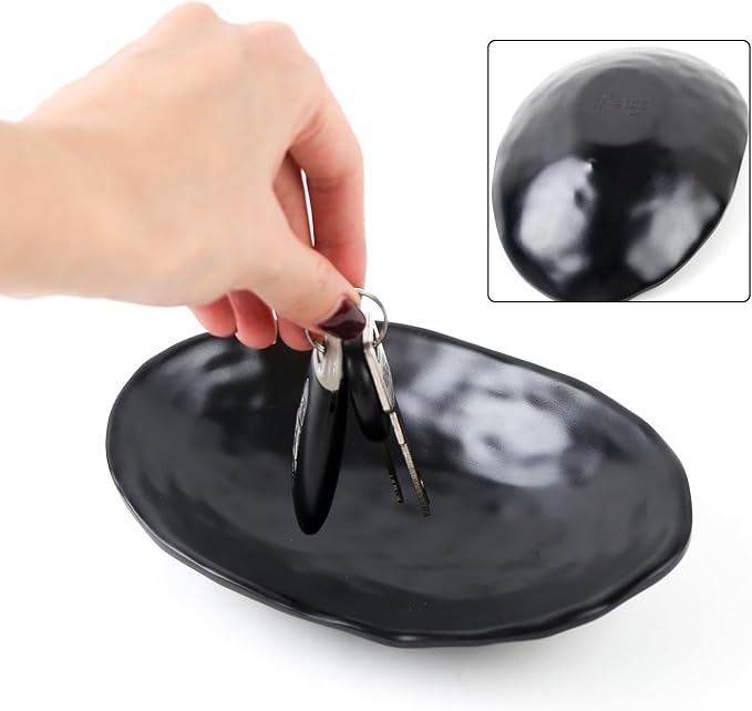 Black Dish Tray Trinket Ring Holder Bowl Key Bowl 7.60 Inch Oval | - Image 3