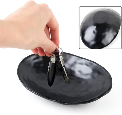 Black Dish Tray Trinket Ring Holder Bowl Key Bowl 7.60 Inch Oval | - Image 3