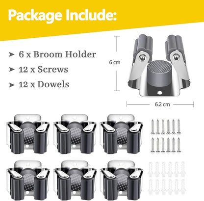 Verdenu 6 Pack Broom Holder Wall Mount, Mop and Broom Holder Wall Mount - Image 2
