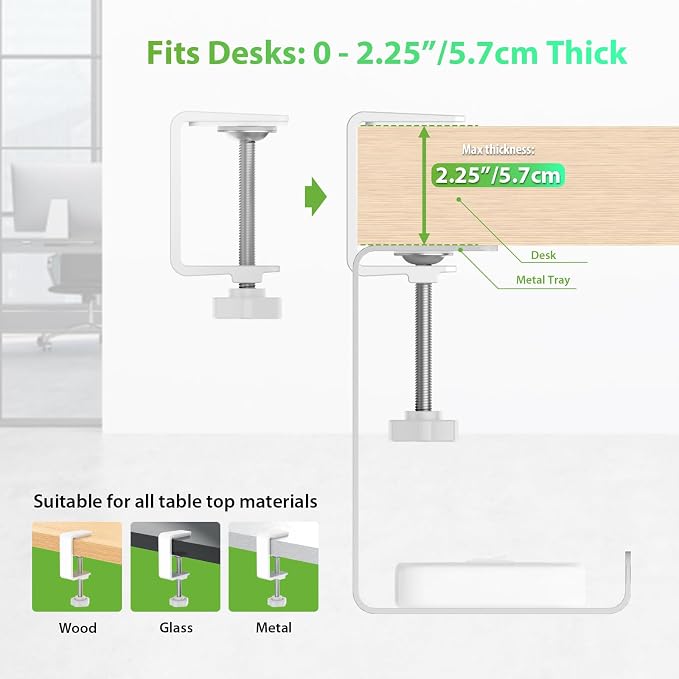 KEEGH 16" Under Desk Cable Management Tray, No Drill Clamp Mount, Extra Large - Image 7