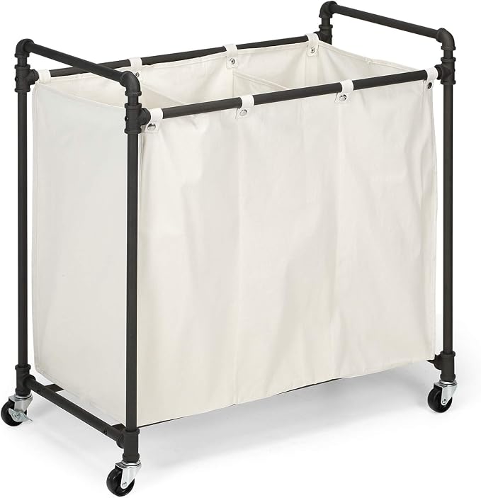 028-28003 Modern Industrial Style 3 Section Laundry Sorter, 33.24” W x 17.10” D - Image 4