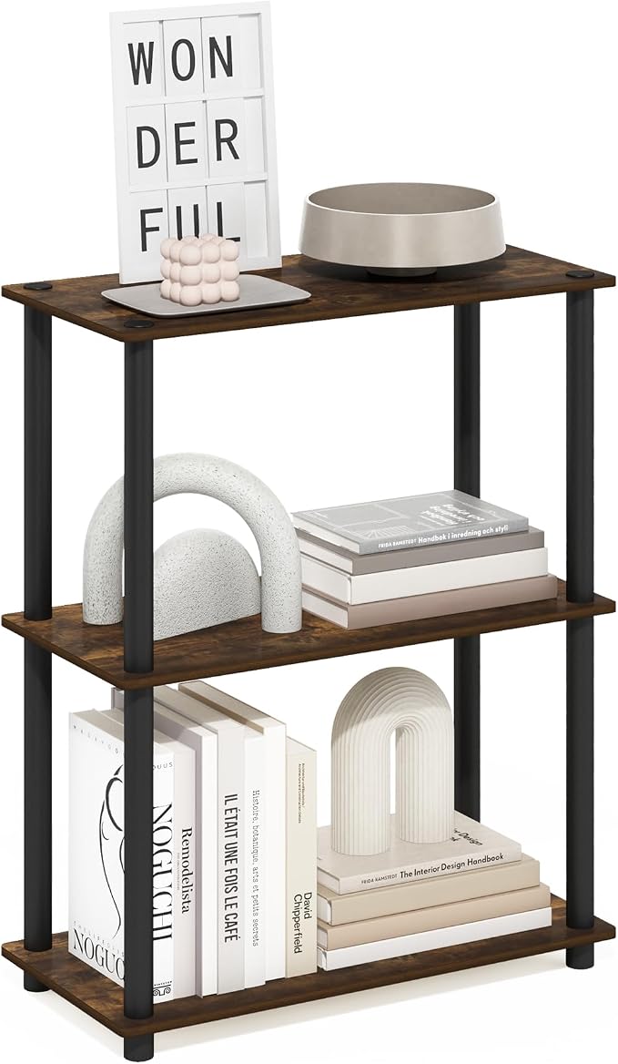 Furinno Turn-N-Tube Storage Shelves, 3-Tier Book Shelf, Corner Shelf, Toolless by Furinno-FitsYourSpaceFitsYourBudget