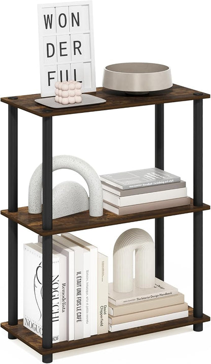 Furinno Turn-N-Tube Storage Shelves, 3-Tier Book Shelf, Corner Shelf, Toolless by Furinno-FitsYourSpaceFitsYourBudget