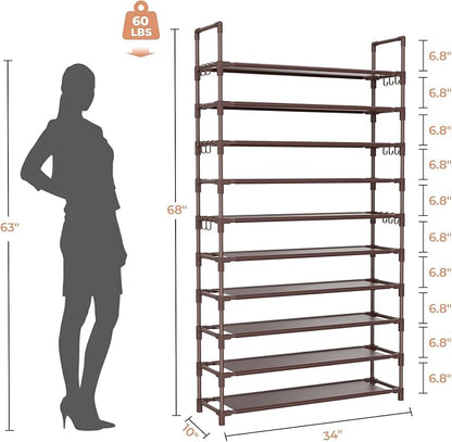 LANTEFUL Tall Shoe Rack 10 Tier Shoe Organizer Large Shoe Shelf - Image 3