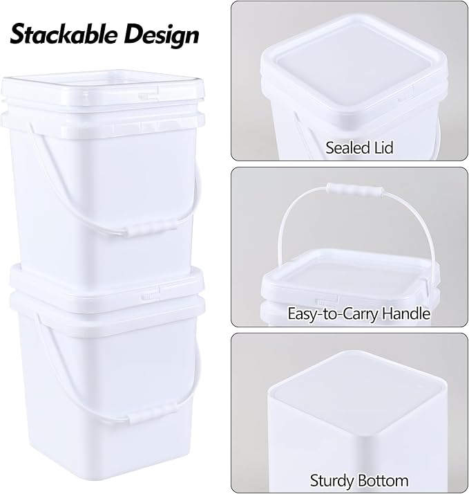 Hespama 4.8 Gallon Square Food Storage Bucket - Image 3