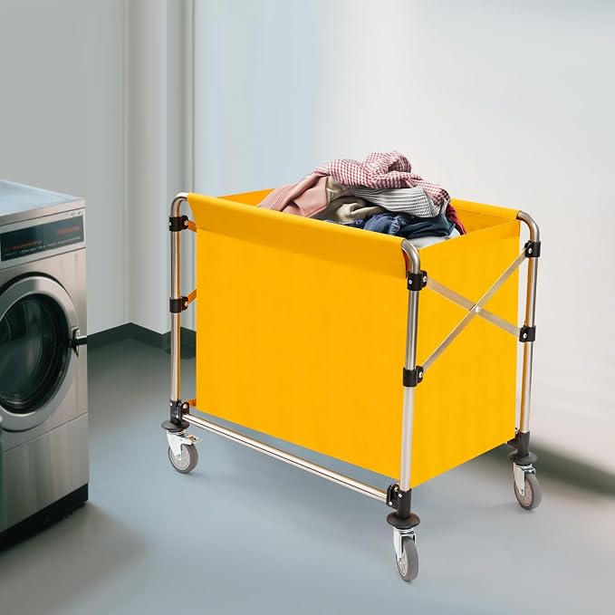 Commercial Laundry Cart with Wheels, Folding Laundry Hamper Cart, Heavy Duty - Image 7