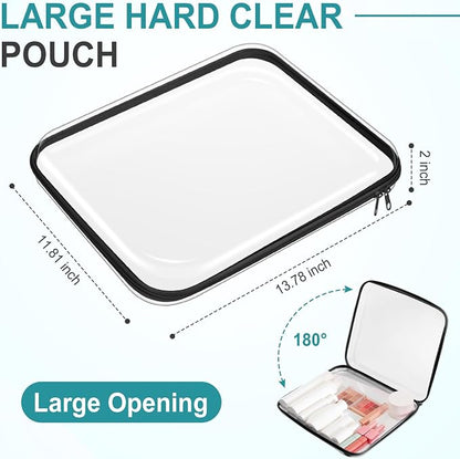 Sanwuta 6 Pcs Clear Hard Zipper Case Hard Plastic Zipper Pouches Transparent - Image 2