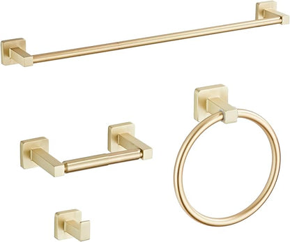 Brusehd Light Gold Bathroom Hardware Set 4 Pieces, Bathroom Accessories Set by bluebyrne