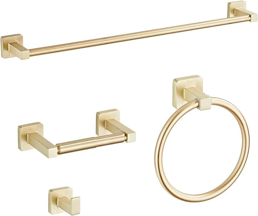 Brusehd Light Gold Bathroom Hardware Set 4 Pieces, Bathroom Accessories Set by bluebyrne